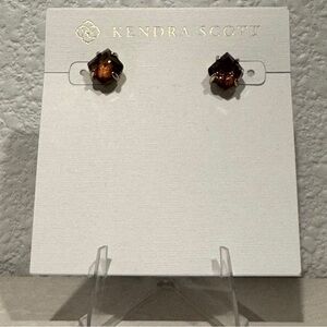 Kendra Scott Monica Brown Druzy Stud Earrings | Gold Tone